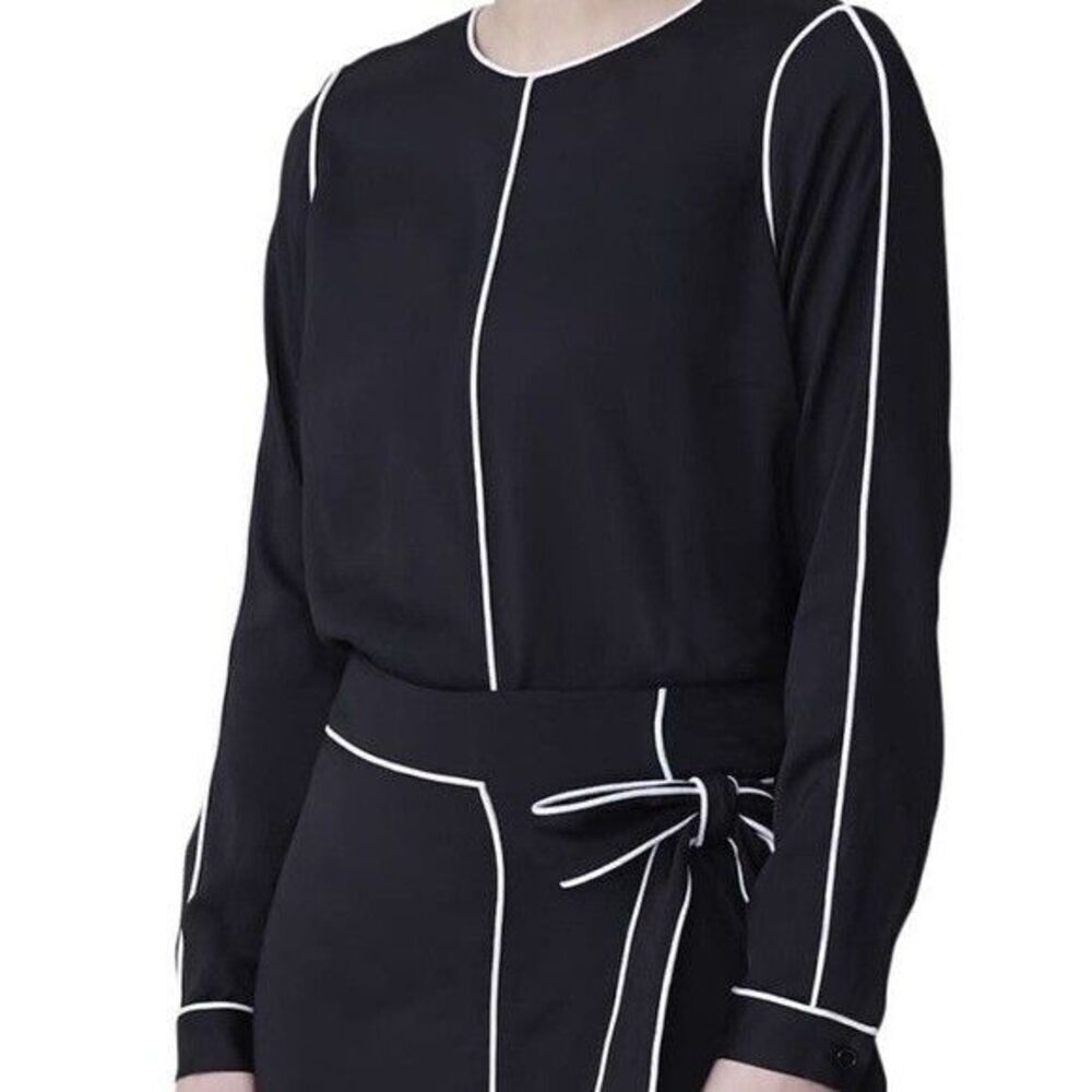 Women's UNIVERSAL STANDARD Black Viscose/Spandex Long Sleeve Blouse M/18-20